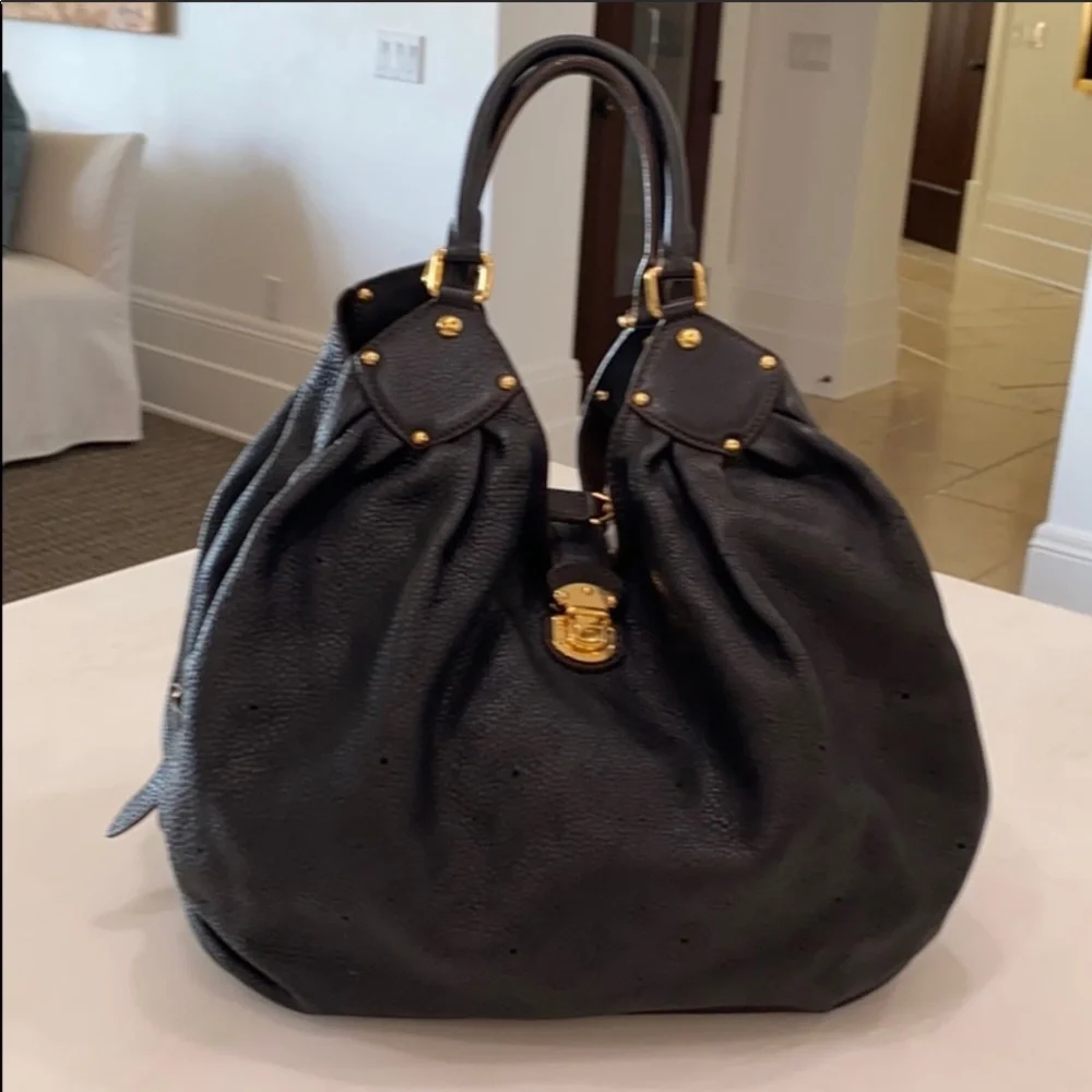 Louis Vuitton Black Monogram Hobo with Gold Hardware Mahina CL